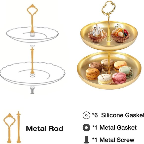 Bosonshop 2 Tier Cupcake Stand Cupcake Holder for Party Stacked Bowls - Picture 3 of 8